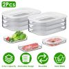 2Pcs Deli Meat Container With Lid for Fridge Stackable Bacon Container Clear Food Storage Box with Lid Meal Prep Container for Lunch Meat Salami Cold