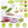 12 In 1 Vegetable Chopper with Container Kitchen Food Slicer Dicer Grater Peeler Egg Separator Hand Protector for Onion Salad Potato