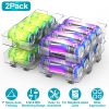 2Pack Adjustable Soda Can Organizers 2-Tier Pop Can Holders Beverage Dispensers For Fridge Pantry Cabinet 7º Slope Auto Rolling