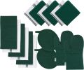 Dish Towels and Dishcloths Sets - 16 Pc Kitchen Mitts and Pot Holders, 100% Cotton Kitchen Dish Rags for Washing Dishes - Green