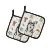 Siberian Husky Coffee Bar Pair of Pot Holders Pair 7.5x7.5 Quilted Insulated Hot Pads Decorative Kitchen Gift Made in USA