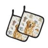 Golden Retriever Coffee Bar Pair of Pot Holders Pair 7.5x7.5 Quilted Insulated Hot Pads Decorative Kitchen Gift Made in USA