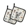 Dalmatian Coffee Bar Pair of Pot Holders Pair 7.5x7.5 Quilted Insulated Hot Pads Decorative Kitchen Gift Made in USA