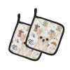 Cream Chihuahua Coffee Bar Pair of Pot Holders Pair 7.5x7.5 Quilted Insulated Hot Pads Decorative Kitchen Gift Made in USA