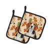 Beagle Heirloom Fall Pair of Pot Holders Pair 7.5x7.5 Quilted Insulated Hot Pads Decorative Kitchen Gift Made in USA