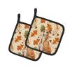 Red Greyhound Heirloom Fall Pair of Pot Holders Pair 7.5x7.5 Quilted Insulated Hot Pads Decorative Kitchen Gift Made in USA