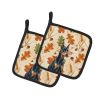 Doberman Pinscher Heirloom Fall Pair of Pot Holders Pair 7.5x7.5 Quilted Insulated Hot Pads Decorative Kitchen Gift Made in USA