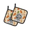 Toy Silver Poodle Heirloom Fall Pair of Pot Holders Pair 7.5x7.5 Quilted Insulated Hot Pads Decorative Kitchen Gift Made in USA