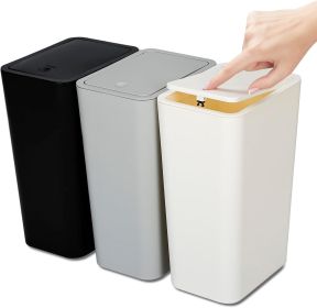 3 Pack 10L/2.6 Gal Bathroom Trash Can with Lid, Trash Bin with Press Lid, Small Trash Can/Slim Garbage Cans/Waste Basket for Bathroom,Kitchen,Off