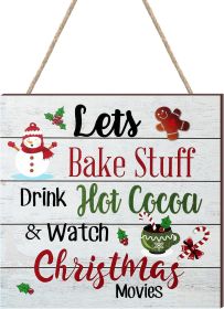 Christmas Hanging Wooden Sign Christmas Coffee Bar Decor Wood Candy Cane Hot Cocoa Sign Door Hanging Plaque for Xmas Winter Holiday Kitchen Home Wall