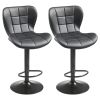 Bar Stool Set of 2, Modern PU Leather Counter Height Stools, Swivel Kitchen Barstool with Back and Footrest, Height Adjustable Armless Bar Chair