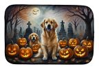Golden Retriever Spooky Halloween Dish Drying Mat Absorbent Dish Drying Mat Pad for Kitchen Counter Dish Drainer Mat for Countertop, 14 x 21"