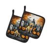 Yellow Labrador Retriever Spooky Halloween Pair of Pot Holders Kitchen Heat Resistant Pot Holders Sets Oven Hot Pads for Cooking Baking BBQ