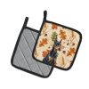 Doberman Pinscher Heirloom Fall Pair of Pot Holders Pair 7.5x7.5 Quilted Insulated Hot Pads Decorative Kitchen Gift Made in USA