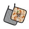 Boxer Heirloom Fall Pair of Pot Holders Pair 7.5x7.5 Quilted Insulated Hot Pads Decorative Kitchen Gift Made in USA