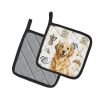 Golden Retriever Coffee Bar Pair of Pot Holders Pair 7.5x7.5 Quilted Insulated Hot Pads Decorative Kitchen Gift Made in USA