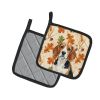 Beagle Heirloom Fall Pair of Pot Holders Pair 7.5x7.5 Quilted Insulated Hot Pads Decorative Kitchen Gift Made in USA