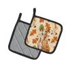 Red Greyhound Heirloom Fall Pair of Pot Holders Pair 7.5x7.5 Quilted Insulated Hot Pads Decorative Kitchen Gift Made in USA