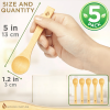 Bamboo Spoon Set (5 Pc), Small Kitchen Teaspoons, Tiny Wooden Spoons Perfect for Sugar, Spices, Seasoning, Coffee, Jam, Herbs, Honey & Dessert