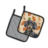 Black and Tan Dachshund Heirloom Fall Pair of Pot Holders Pair 7.5x7.5 Quilted Insulated Hot Pads Decorative Kitchen Gift Made in USA