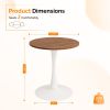 Round Tulip Dining Table, 27.6 Inch 2-Seater Kitchen Table, Melamine Laminated MDF Tabletop with Metal Pedestal Base