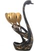 Small Coffee Spoon Holder Set,Black Swan Base With 10 Pcs Black & Gold Demitasse Espresso Spoons Set,4.7" Mini Leaf Dessert Spoon