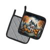 Poodle Spooky Halloween Pair of Pot Holders Kitchen Heat Resistant Pot Holders Sets Oven Hot Pads for Cooking Baking BBQ, 7 1/2 x 7 1/2