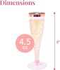 Set of 24 Plastic Champagne Flutes Disposable - Silver Glitter Pink Champagne Glasses with Rose Gold Rim, Elegant Toasting Cups for Weddings