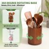 Wooden Utensil Holder, 360°Rotating 7.3'' Large Utensil Holder for Kitchen Counter, Kitchen Utensil Organizer, Utensil Crock