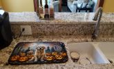 Golden Retriever Spooky Halloween Dish Drying Mat Absorbent Dish Drying Mat Pad for Kitchen Counter Dish Drainer Mat for Countertop, 14 x 21"