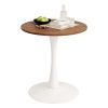 Round Tulip Dining Table, 27.6 Inch 2-Seater Kitchen Table, Melamine Laminated MDF Tabletop with Metal Pedestal Base