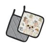 Cream Chihuahua Coffee Bar Pair of Pot Holders Pair 7.5x7.5 Quilted Insulated Hot Pads Decorative Kitchen Gift Made in USA