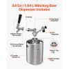64oz Mini Keg, Pressurized Growler Tap System, 304 Stainless Steel Beer Kit, with Co2 Regulator, Self-Closing Faucet