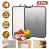 2Pcs Double Sided Cutting Board Stainless Steel PP Chopping Board Lightweight Kitchen Cutting Board Mesh Design with Grinding Zone Knife Sharpener Han