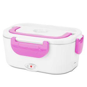 Electric Heating Lunch Box Food Heater Container Travel Thermal Bento Box Portable Food Warmer w/ 2 Removable Compartments 1 Free Spoon 1L (Option: FoodHeaterPinkGPCT2687)