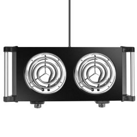 2000W Electric Dual Burner Portable Coil Heating Hot Plate Stove Countertop RV Hotplate with 5 Temperature Adjustments Portable Handles (Option: BurnerBlackDouble)