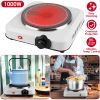 1000W Electric Infrared Single Burner Portable Heating Hot Plate Stove Countertop RV Hotplate with 7.5” Glass Cooktop Stepless Temperature Adjustments