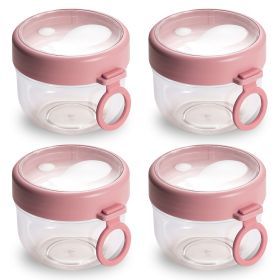 4Pcs Overnight Oats Containers with Lids and Folding Spoons 20OZ Portable Leak-proof Oats Jar For Milk Vegetable and Fruit Salad Yogurt Breakfast Cere (Option: 4PcsOatsJarsPinkGPCT4845)