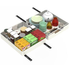 2Pcs Pull Out Cabinet Organizers Sliding Shelf Spice Rack Carbon Steel Roll Out Drawers Fixed with Adhesive Nano Film with Handle 55LBS Max Load (Option: 2PcsOrganizer35CMGPCT5056)