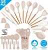 35Pcs Kitchen Cooking Utensils Set Spatula Set Baking Utensil Set Kitchen Accessories Necessities with Holder Egg Whisk Separator Tong Turner Spoons C