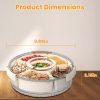 2Pcs Divided Serving Tray with Lid and Handle 360° Rotatable Snack Box Container with 6 Dividers Clear Portable Snack Platters for Fruit Candy Nut Sna