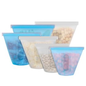 3Pcs Silicone Food Storage Bags Reusable Leakproof Food Container Set with 3 Seals Microwave Dishwasher Safe Environment Friendly 8.5Oz/17Oz/25.4Oz (Option: FoodStorageBagBlueGPCT4440)