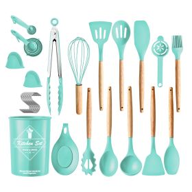 35Pcs Kitchen Cooking Utensils Set Spatula Set Baking Utensil Set Kitchen Accessories Necessities with Holder Egg Whisk Separator Tong Turner Spoons C (Option: UtensilSetGreenGPCT4846)