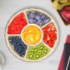 2Pcs Divided Serving Tray with Lid and Handle 360° Rotatable Snack Box Container with 6 Dividers Clear Portable Snack Platters for Fruit Candy Nut Sna