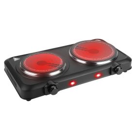 1800W Electric Infrared Dual Burner Portable Heating Hot Plate Stove Countertop RV Hotplate with 7.5” & 6.3” Glass Cooktop Stepless Temperature Adjust (Option: ElectricDoubleBurnerGPCT5380)