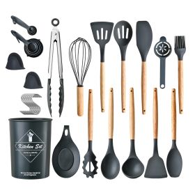 35Pcs Kitchen Cooking Utensils Set Spatula Set Baking Utensil Set Kitchen Accessories Necessities with Holder Egg Whisk Separator Tong Turner Spoons C (Option: UtensilSetBlackGPCT4846)