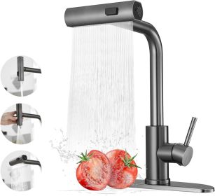 Kitchen Faucets with Pull Down Sprayer,Waterfall Kitchen Sink Faucet,Commercial Utility Stainless Steel Kitchen Faucets (Material: Stainless Steel)