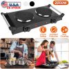 2000W Electric Dual Burner Portable Coil Heating Hot Plate Stove Countertop RV Hotplate with 5 Temperature Adjustments Portable Handles
